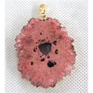 red solar quartz druzy pendant, freeform, approx 15-40mm