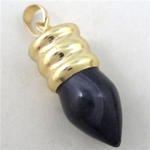 dark-purple amethyst bullet pendant, gole plated, approx 14-35mm