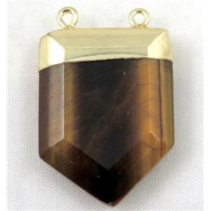 Tiger Eye Stone Pendant, bullet, gold plated, approx 20-30mm
