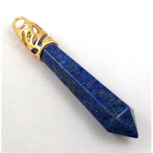 lapis lazuli pendant, gold plated, approx 10x65mm