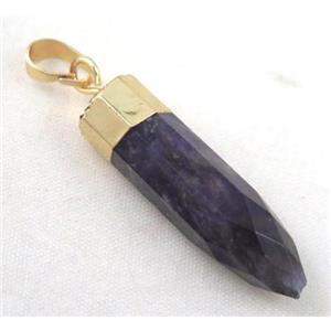 amethyst bullet pendant, gold plated, approx 10x40mm