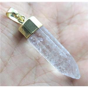 clear quartz pendant, bullet, gold plated, approx 10x40mm