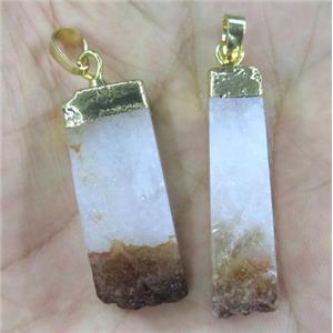 citrine stick pendant, feeform, gold plated, approx 20-45mm