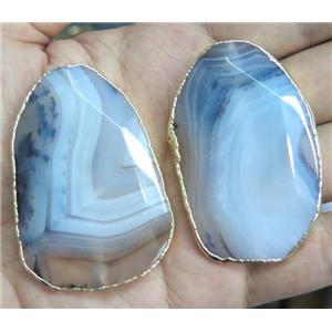 Heihua agate bead, faceted freeform, gold plated, approx 30-60mm