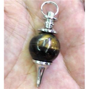 tiger eye stone pendant, platinum plated, approx 18-30mm