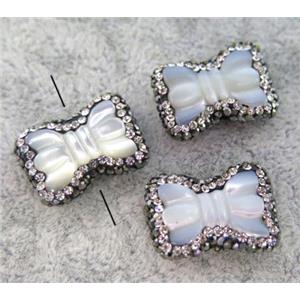 pearl shell bead paved rhinestone, butterfly, approx 12-18mm