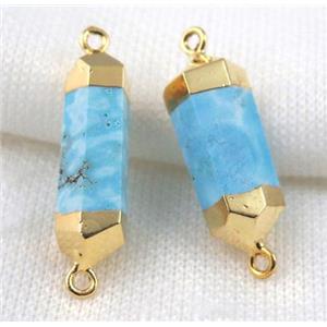 blue turquoise connector, gold plated, approx 10-40mm