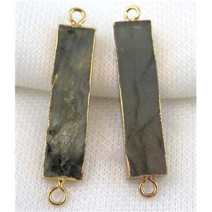 Labradorite connector, rectangle, gold plated, approx 10-40mm