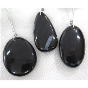 black jasper pendant, freeform, approx 15-45mm