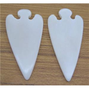 white bone arrowhead pendant without hole, approx 30-60mm