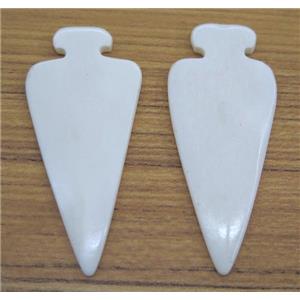 white bone arrowhead pendant without hole, approx 25-60mm