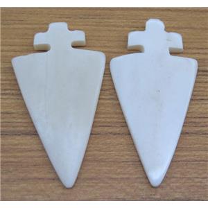white bone arrowhead pendant without hole, approx 35-60mm