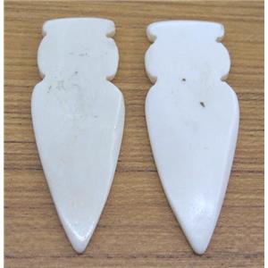 white bone arrowhead pendant without hole, approx 25-70mm