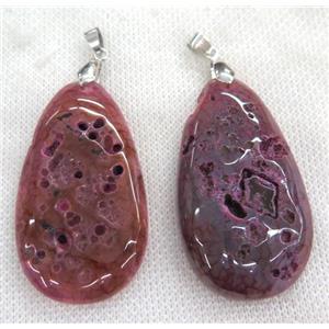 Rock Agate teardrop pendant, red, approx 30-55mm