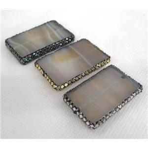 Gray Agate Beads Pave Foil, rectangle, approx 30-60mm