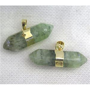 green prehnite bullet pendant, gold plated, approx 12-40mm