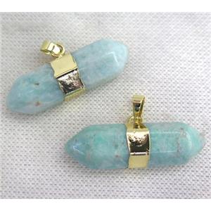 green Amazonite bullet pendant, gold plated, approx 12-40mm