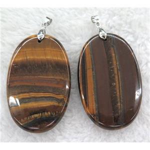 Iron Tiger eye stone pendant, oval, approx 35-55mm