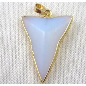 white opalite dart pendant, gold plated, approx 28-40mm