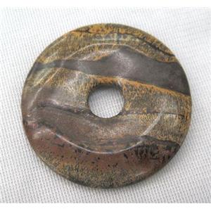 bronzite donut pendant, brown, approx 45-50mm