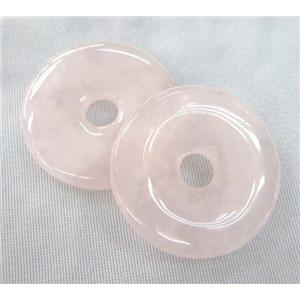 Rose Quartz donut pendant, pink, approx 45-50mm