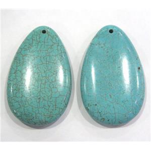 blue turquoise pendant, teardrop, approx 38x60mm