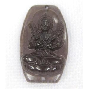 smoky Obsidian buddha connector, approx 22-35mm