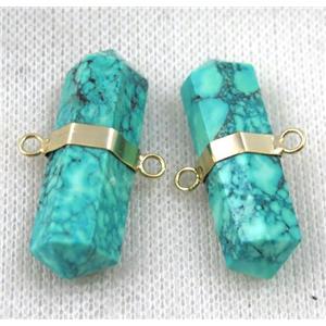 green turquoise bullet connector, gold plated, approx 12-35mm
