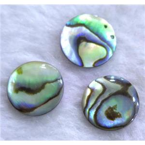 Paua Abalone shell bead without hole, flat round, approx 10mm dia