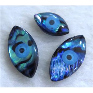 Paua Abalone shell Marquise bead without hole, horse eye, blue, approx 10x20mm
