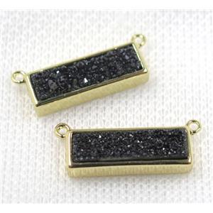 black Quartz Druzy pendant with 2loops, rectangle, approx 6-20mm