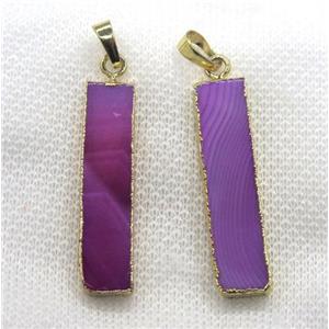 hotpink agate pendant, rectangle, gold plated, approx 10-40mm