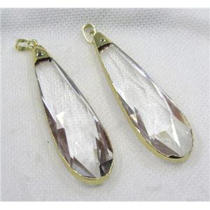glass crystal teardrop pendant, gold plated, approx 16-65mm