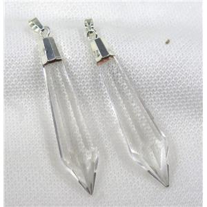 glass crystal bullet pendant, black plated, approx 16-60mm