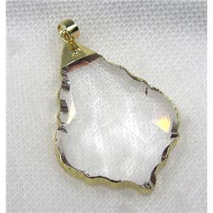 glass crystal teardrop pendant, gold plated, approx 35-50mm