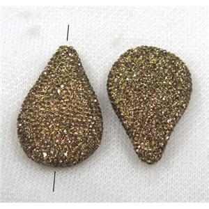 resin beads paved yellow rhinestone, teardrop, approx 25-40mm