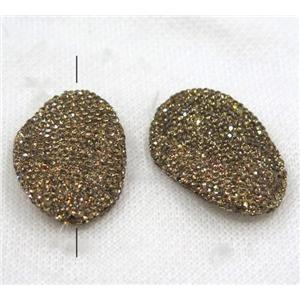 resin beads paved yellow rhinestone, twist, approx 25-38mm