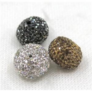 resin beads paved rhinestone, rondelle, mix color, approx 10x14mm