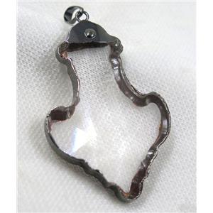 Crystal glass anchor pendant, black plated, approx 40-62mm