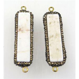 white turquoise connector paved rhinestone, rectangle, approx 10-35mm