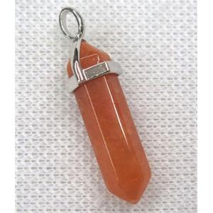red aventurine bullet pendant, approx 10-30mm