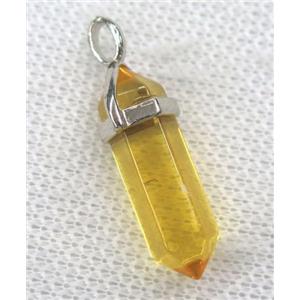 yellow crystal quartz pendant, dye, approx 10-30mm
