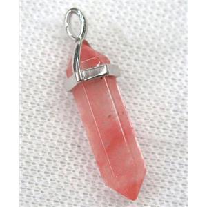 pink cherry quartz bullet pendant, approx 10-30mm
