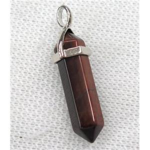 red tiger eye stone bullet pendant, approx 10-30mm