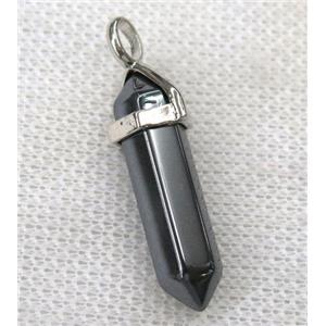 black Hematite bullet pendant, approx 10-30mm