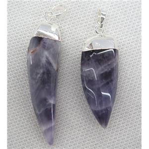 purple Amethyst pendant, silver plated, approx 15-50mm