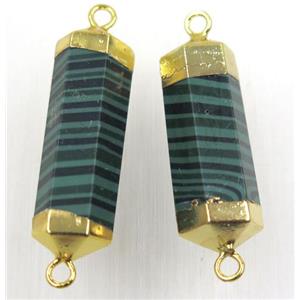 green malachite stick connector, gold plated, approx 15-20mm