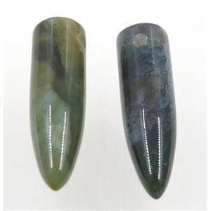 green Moss Agate bullet pendant, approx 12-40mm