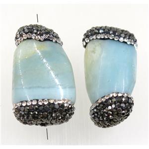 amazonite twist beads paved rhinestone, approx 18-35mm