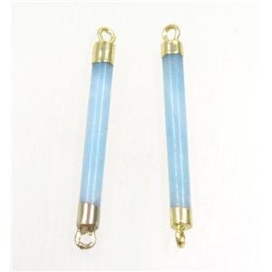 blue Amazonite connector, stick, gold plated, approx 3-30mm